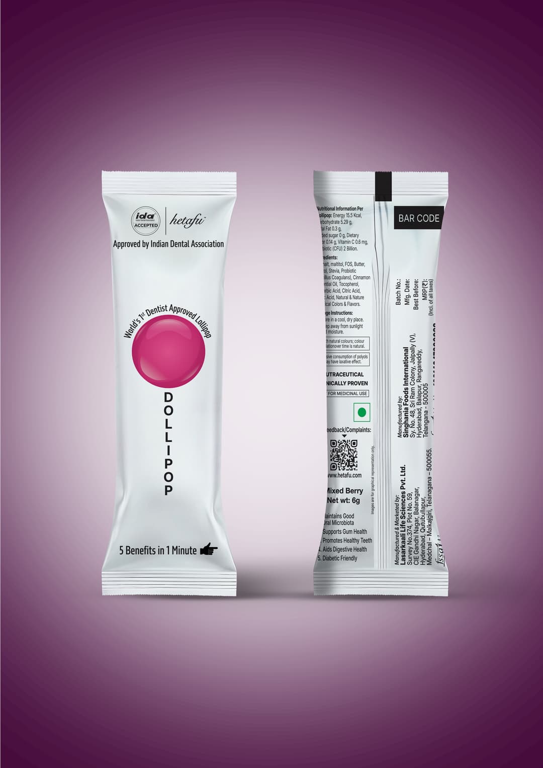 Dollipops Probiotic Dentist Approved Lollipops (Mixed Berry Flavor)